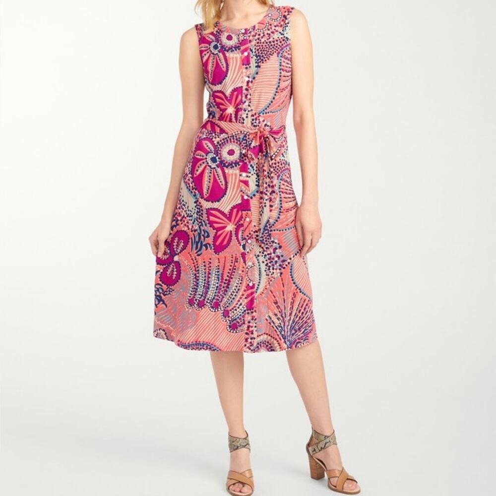 Tommy Bahama Carnival Lights Midi Shirt Dress in Bright Coral - NWOT - Small